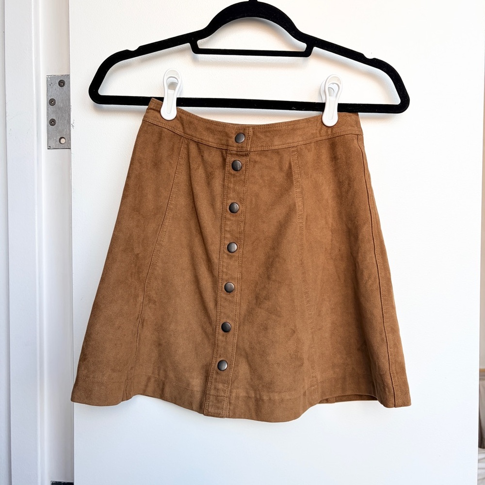 Abercrombie & Fitch Brown Button Front A-Line Skirt